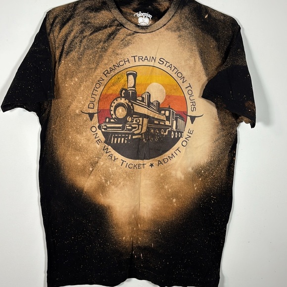 Yellowstone Graphic Tee T Shirt Dutton Train Station Large Montana Cowboy Black - Picture 5 of 5